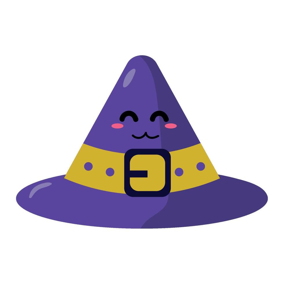 A purple witch hat with a yellow belt vector