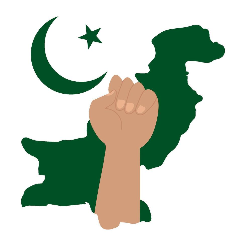 Pakistan flag and hand illustration vector