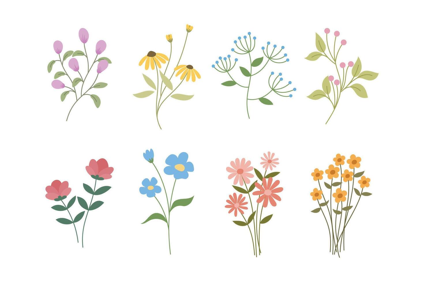 set of flowers design illustration vector