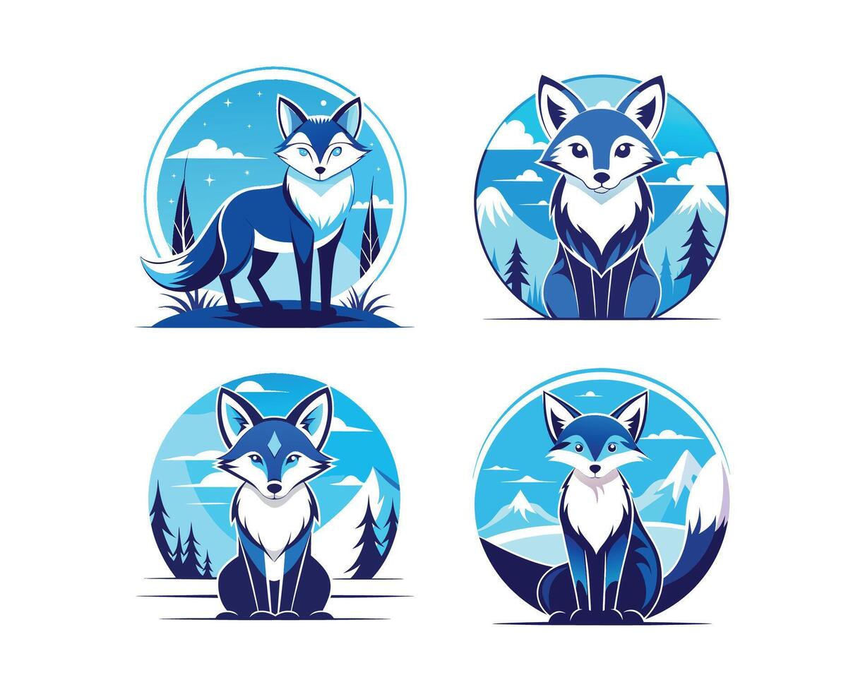 beautiful set of fox. ai vector