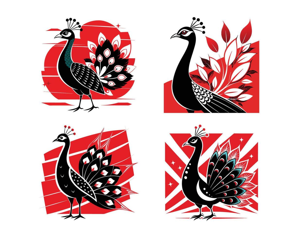Set of the peacock colourful . ai vector