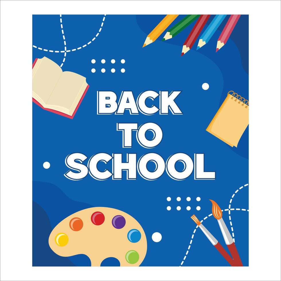 Back to School Social Media Template. Announcement of School Time. flat modern illustration vector