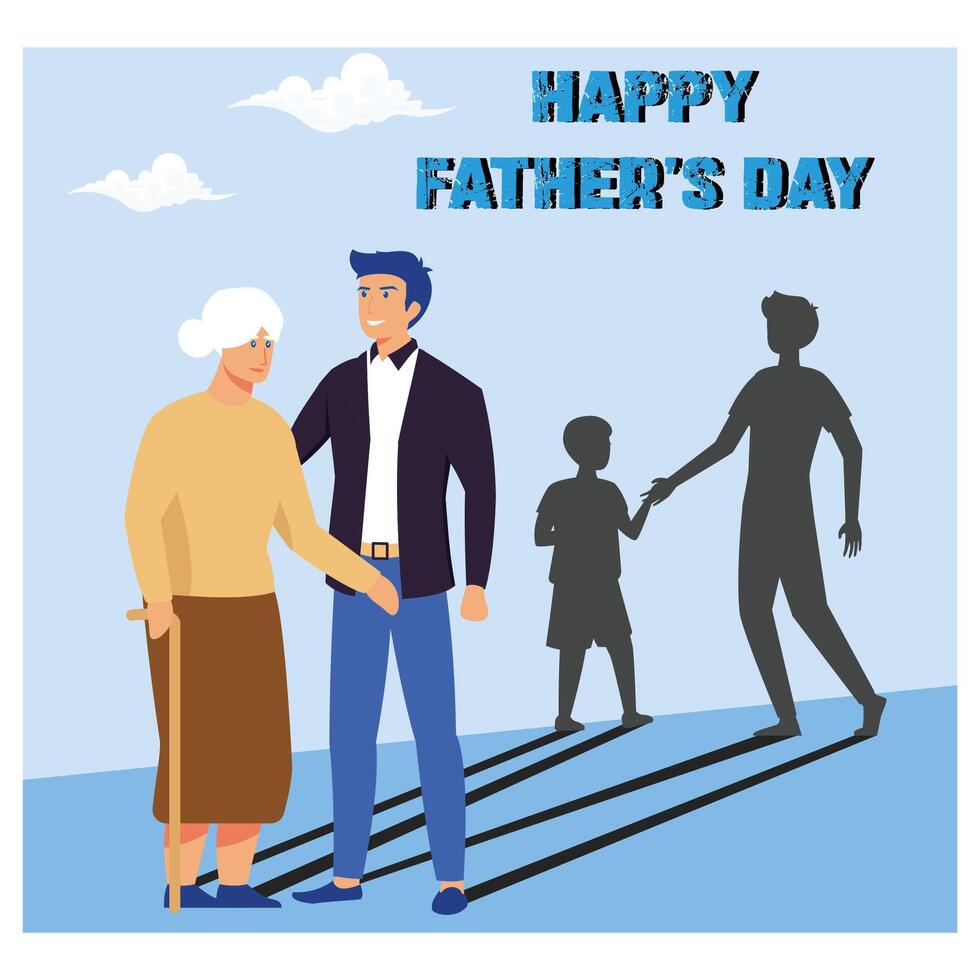 International Happy Father's Day, Help Father, Background Template, Sunset Enjoy. flat modern illustration vector