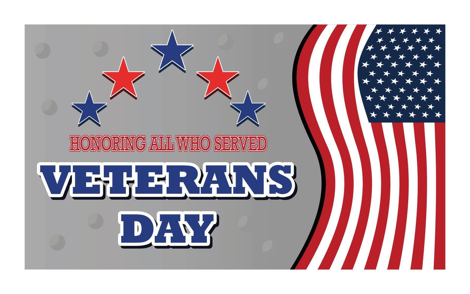 Happy Veterans Day concept made of American flag and text on dark stone background. flat modern illustration vector