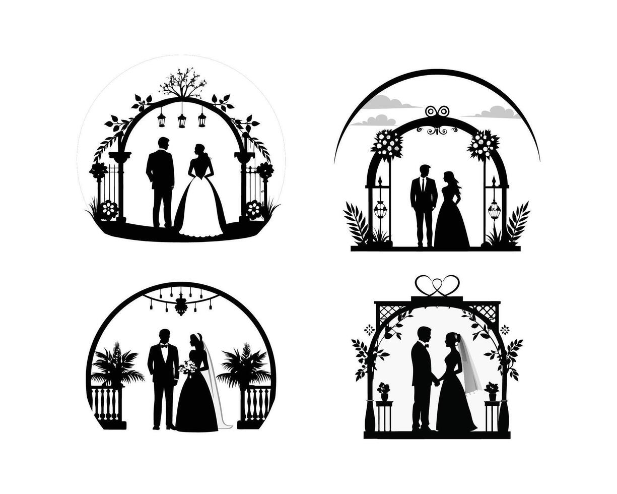 wedding minimalist and flat Silhouettes. ai vector