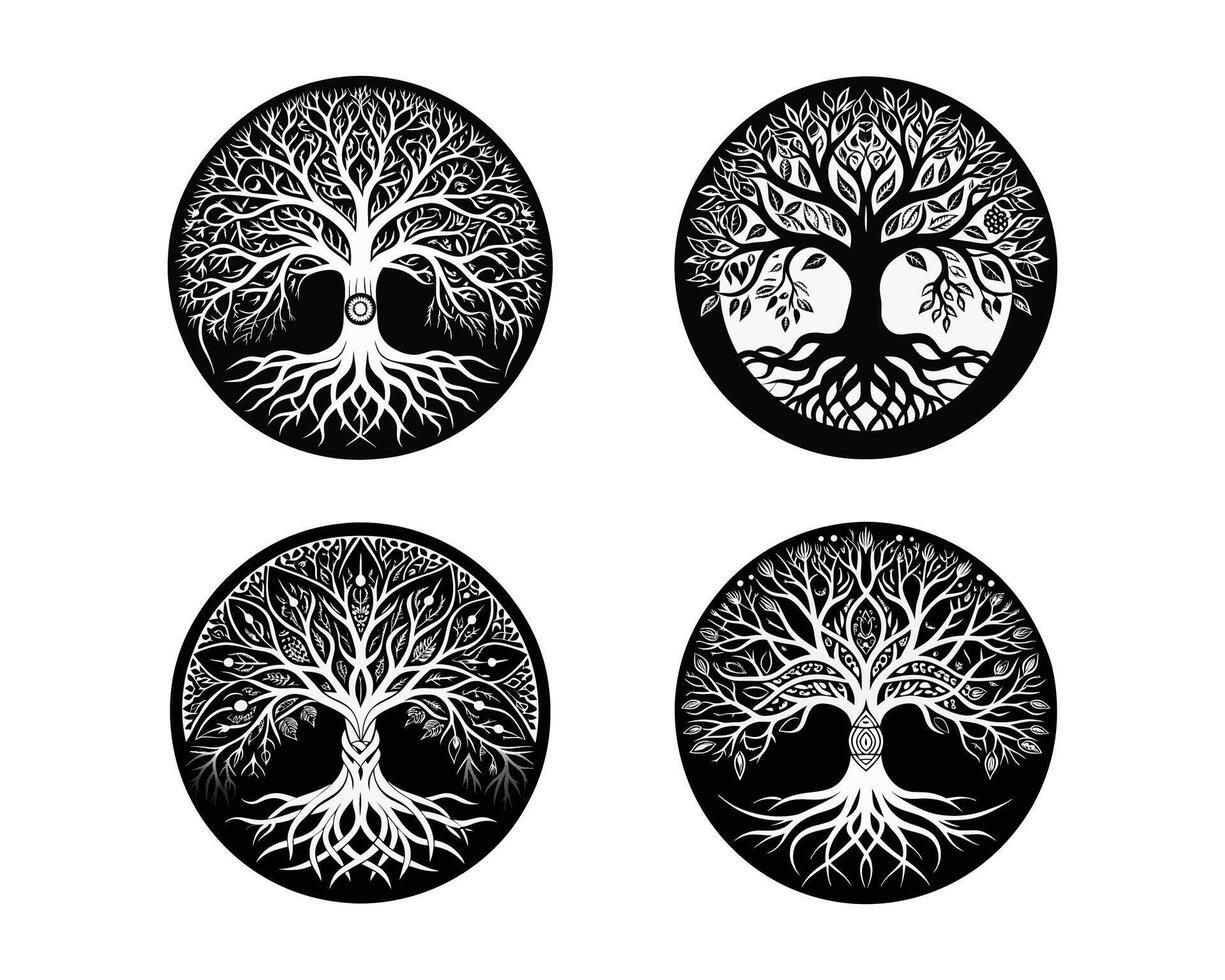 tree of life high quality silhouettes. ai vector