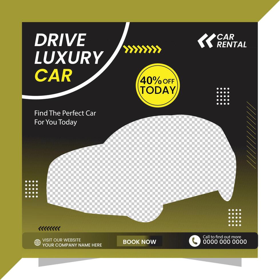 Drive Luxury Car Rental Social Media Post Template Design vector