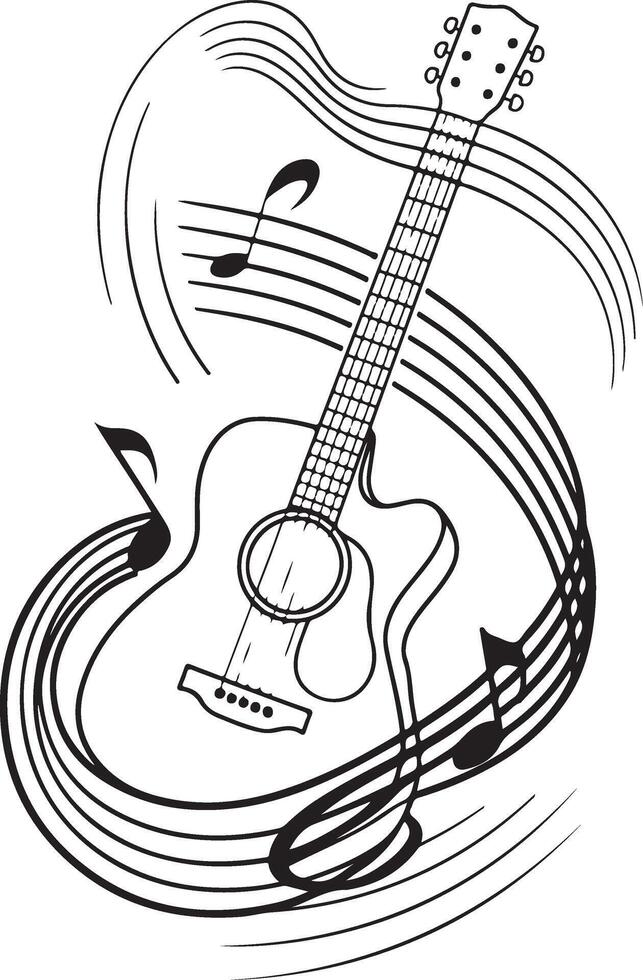 Minimalistic design acoustic guitar vector
