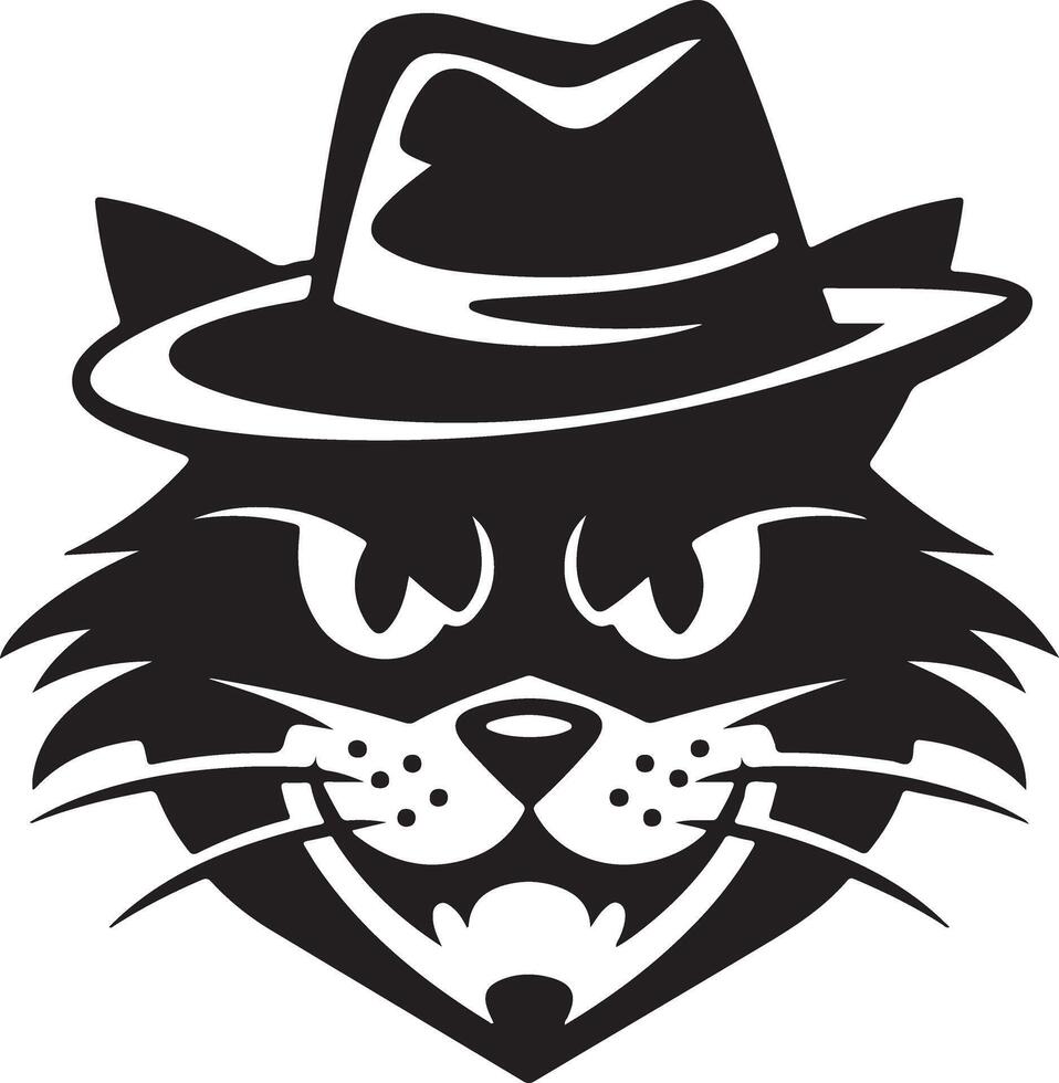 A logo with a mysterious cat face made of lines vector