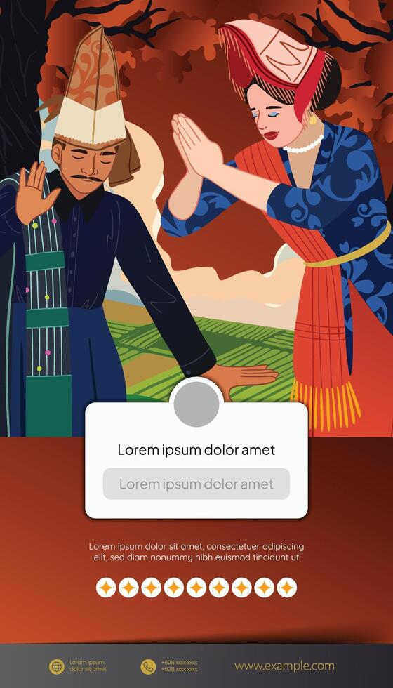 Isolated Indonesian North Sumatera flat design dancer vector