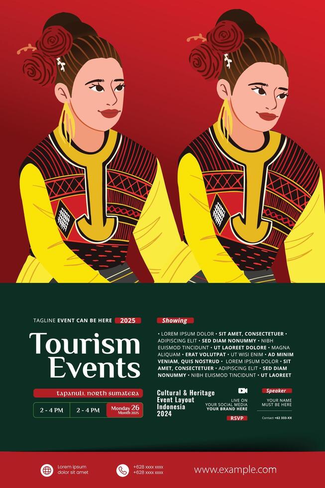 Rondang Bulan North Sumatera dancer flat design idea Indonesia Culture vector