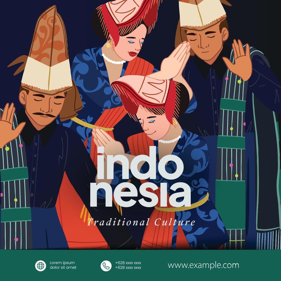 Isolated Indonesian North Sumatera flat design dancer vector