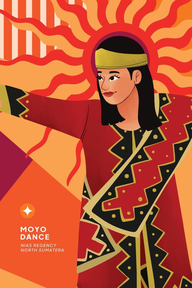 Cell shaded detailed hand drawn illustration of North Sumatera traditional Dancer vector