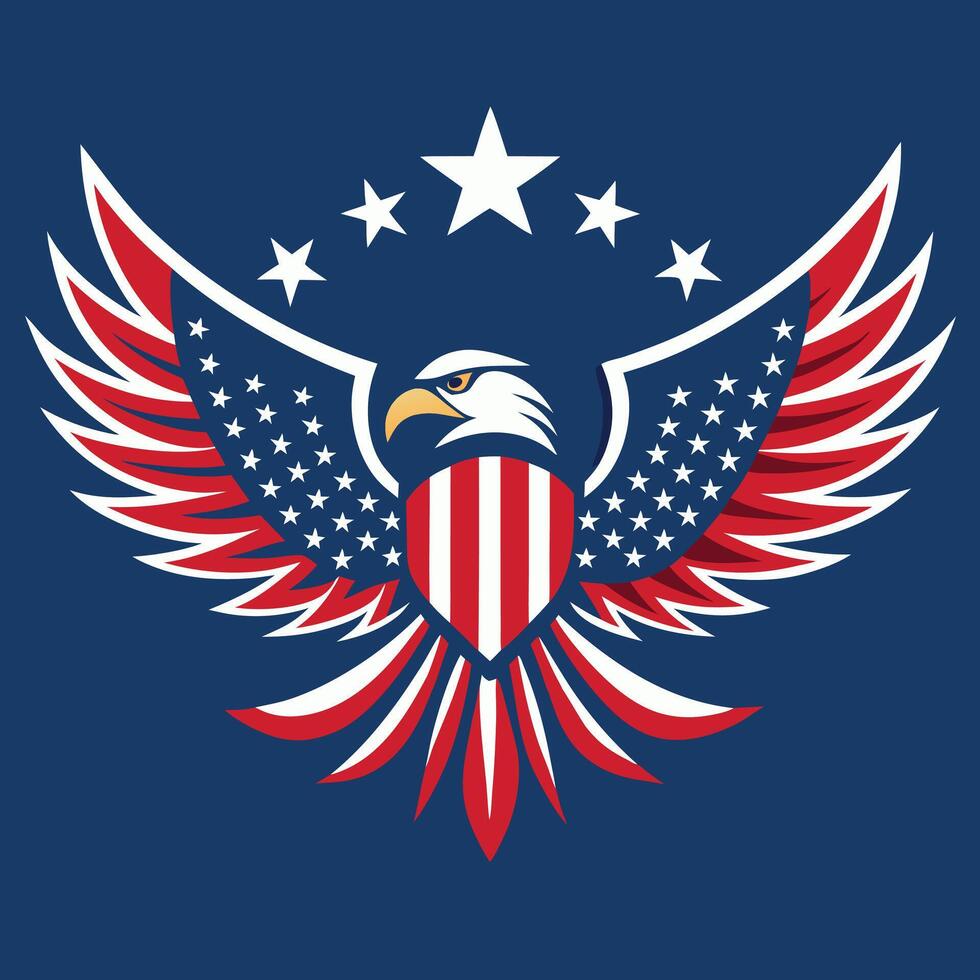 Patriotic American Eagle Emblem Symbol of Freedom and Strength with Stars and Stripes vector