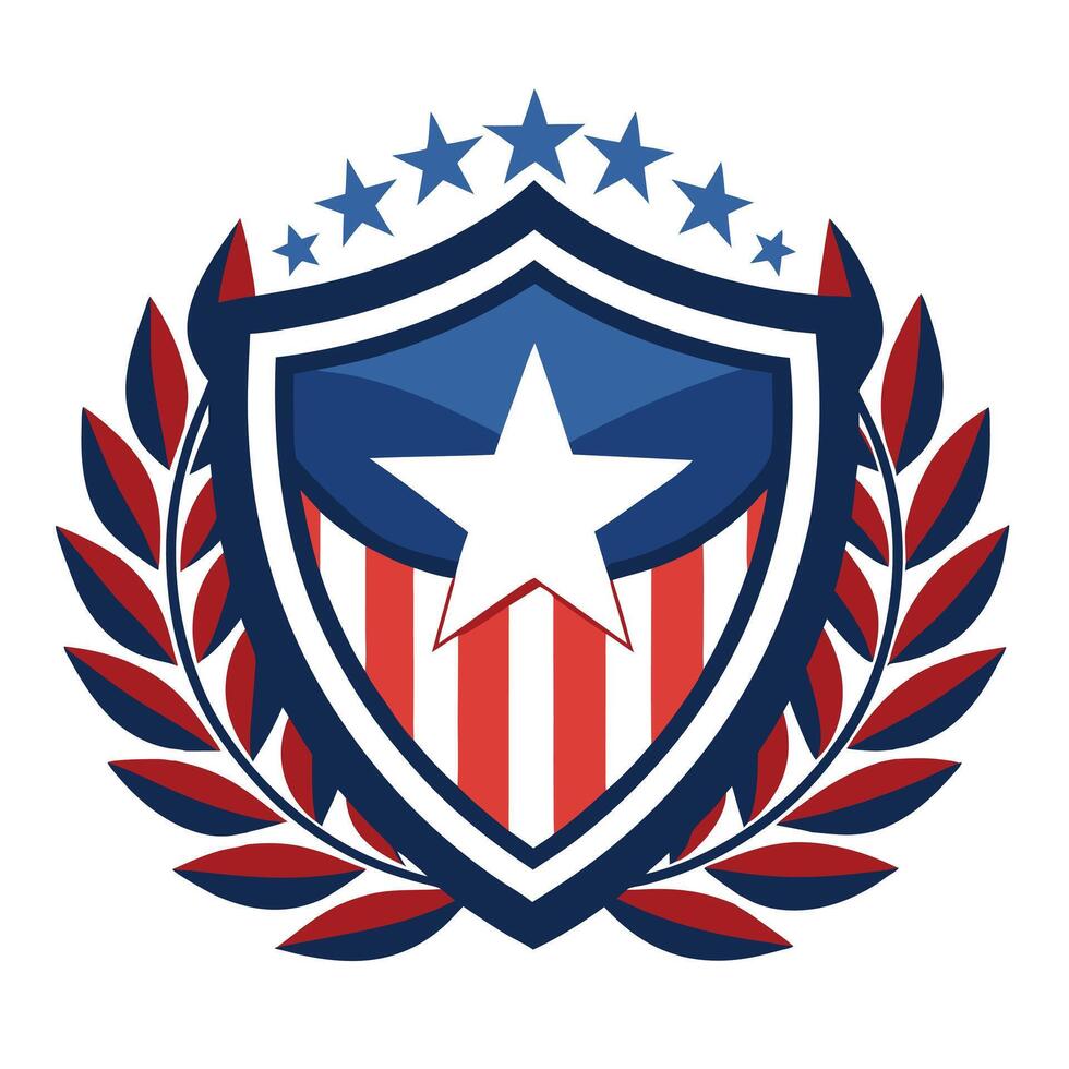 Patriotic American Shield Emblem with Stars and Stripes vector