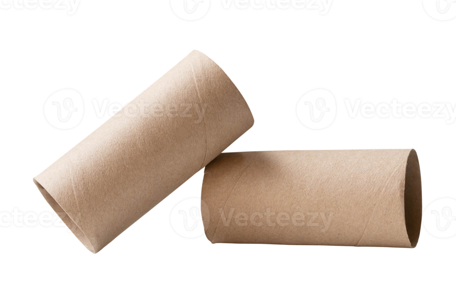 Side view of tissue paper cores in stack isolated with clipping path in file format png