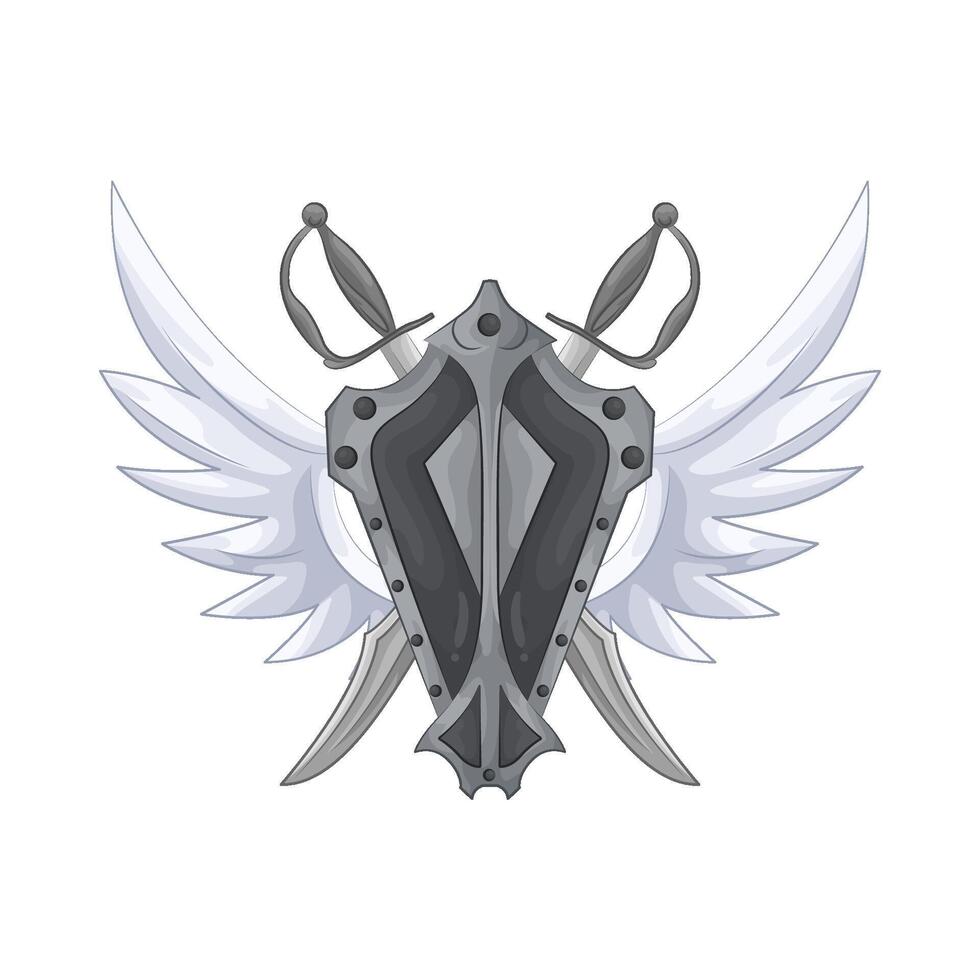 winged shield with crossed sword vector