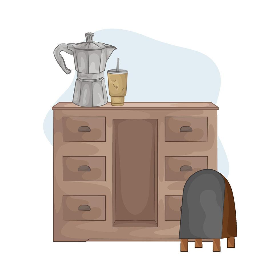 coffee pot on the table illustration vector