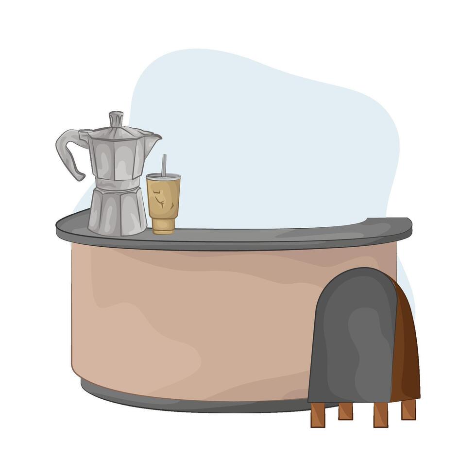 illustration of coffee pot on the table vector
