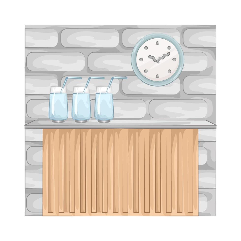 glass of water on the bar table vector