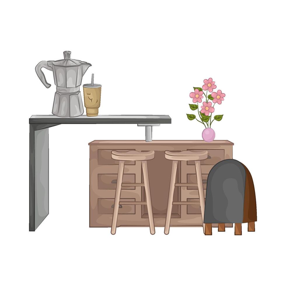 coffee on the bar table illustration vector