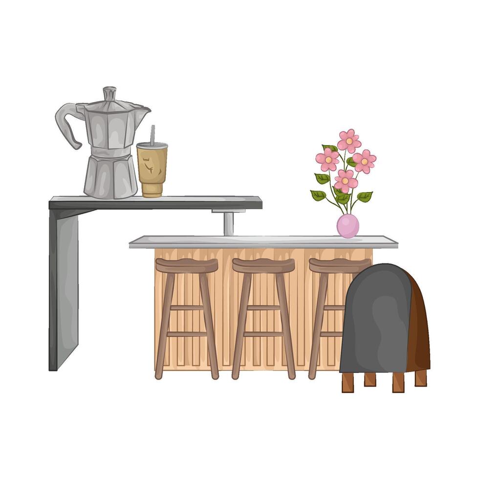 Bar Chairs and Tables illustration vector