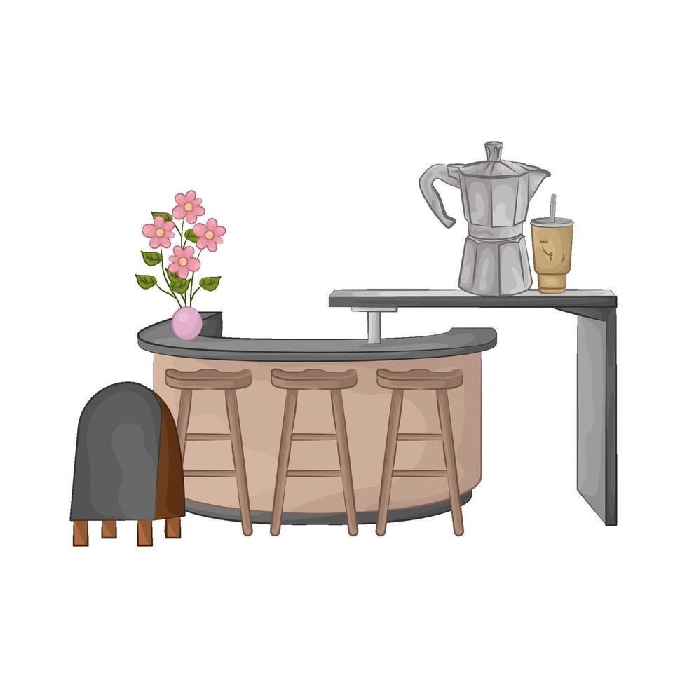 illustration of coffee on the bar table vector