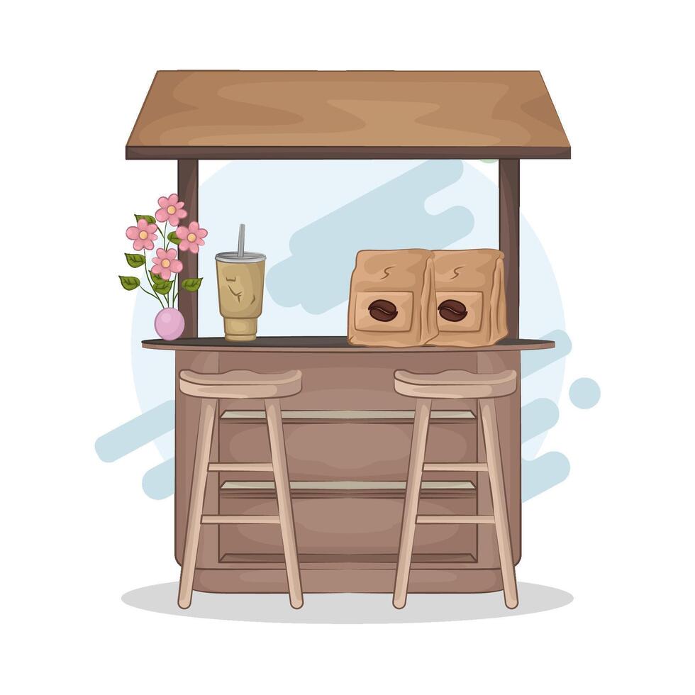 illustration of bar Table and Stools vector