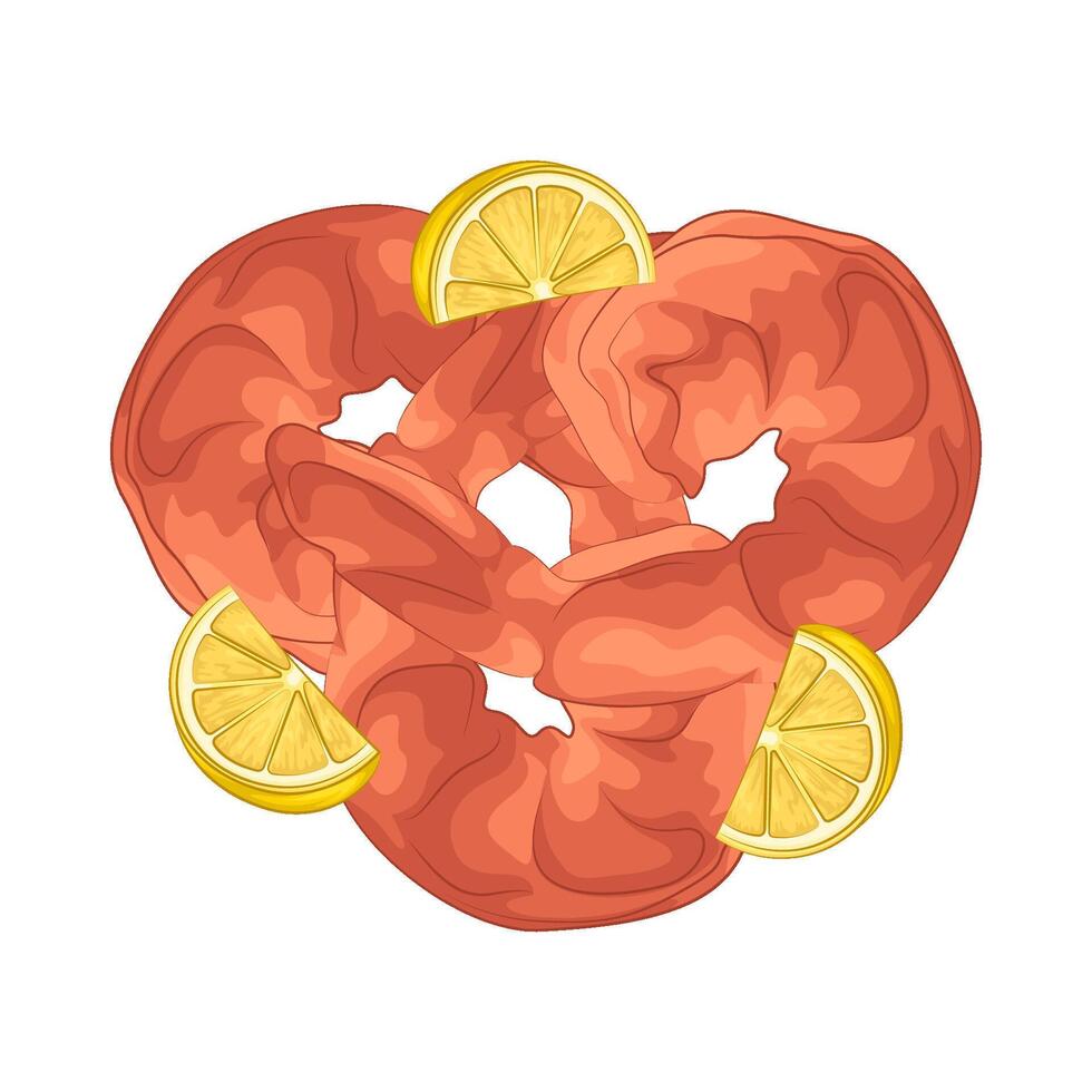 illustration of Fresh Shrimp with Lemon vector