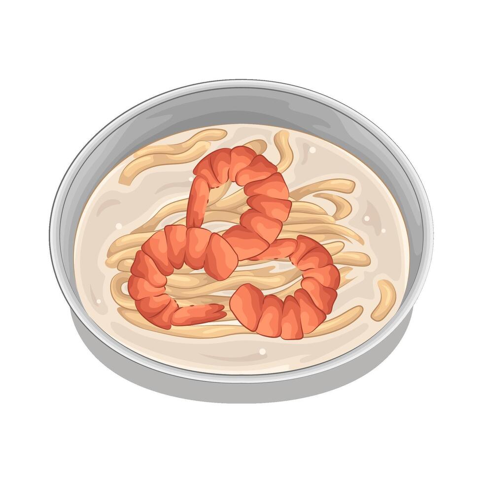 Delicious Savory Shrimp Ramen vector