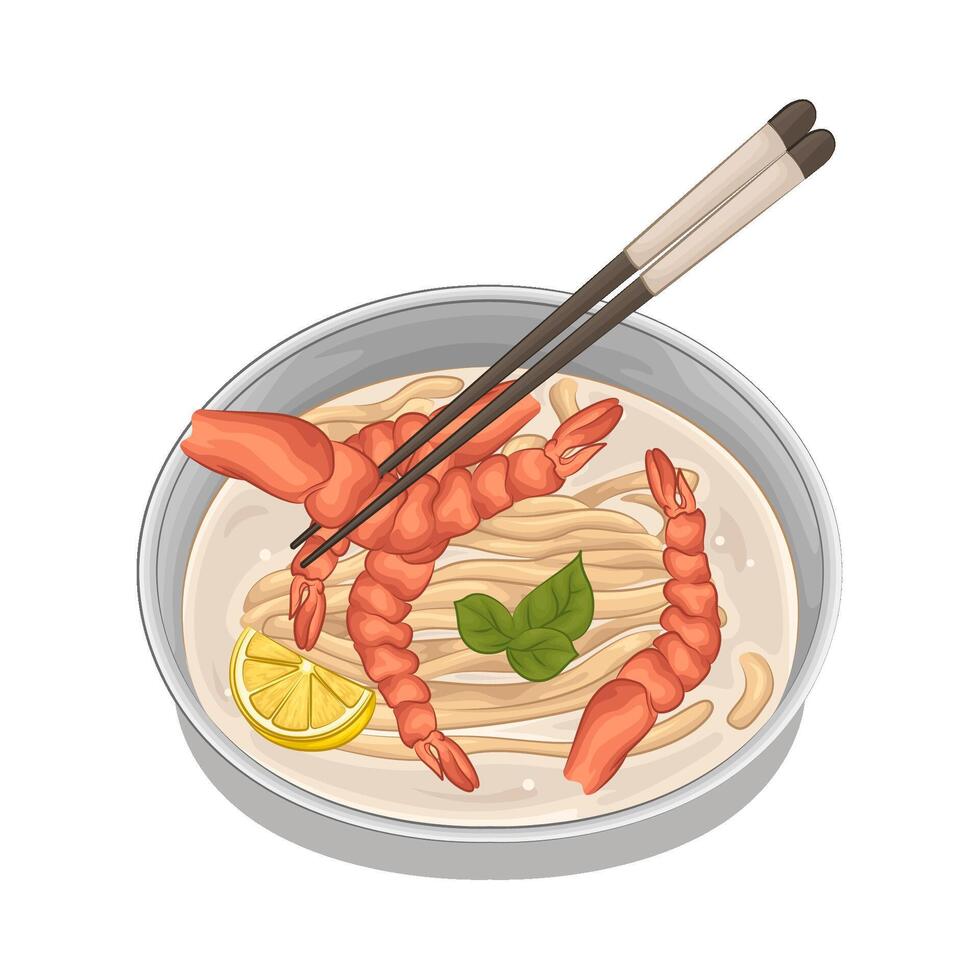 Delicious Shrimp Ramen Bowl illustration vector