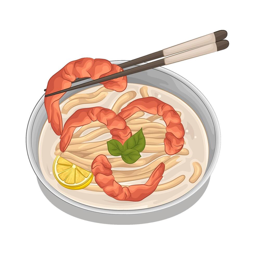 Delicious Shrimp Ramen Bowl vector