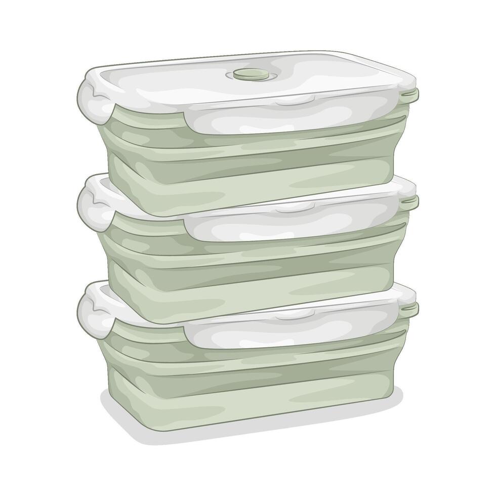 illustration of Neat Stack of Food Containers vector