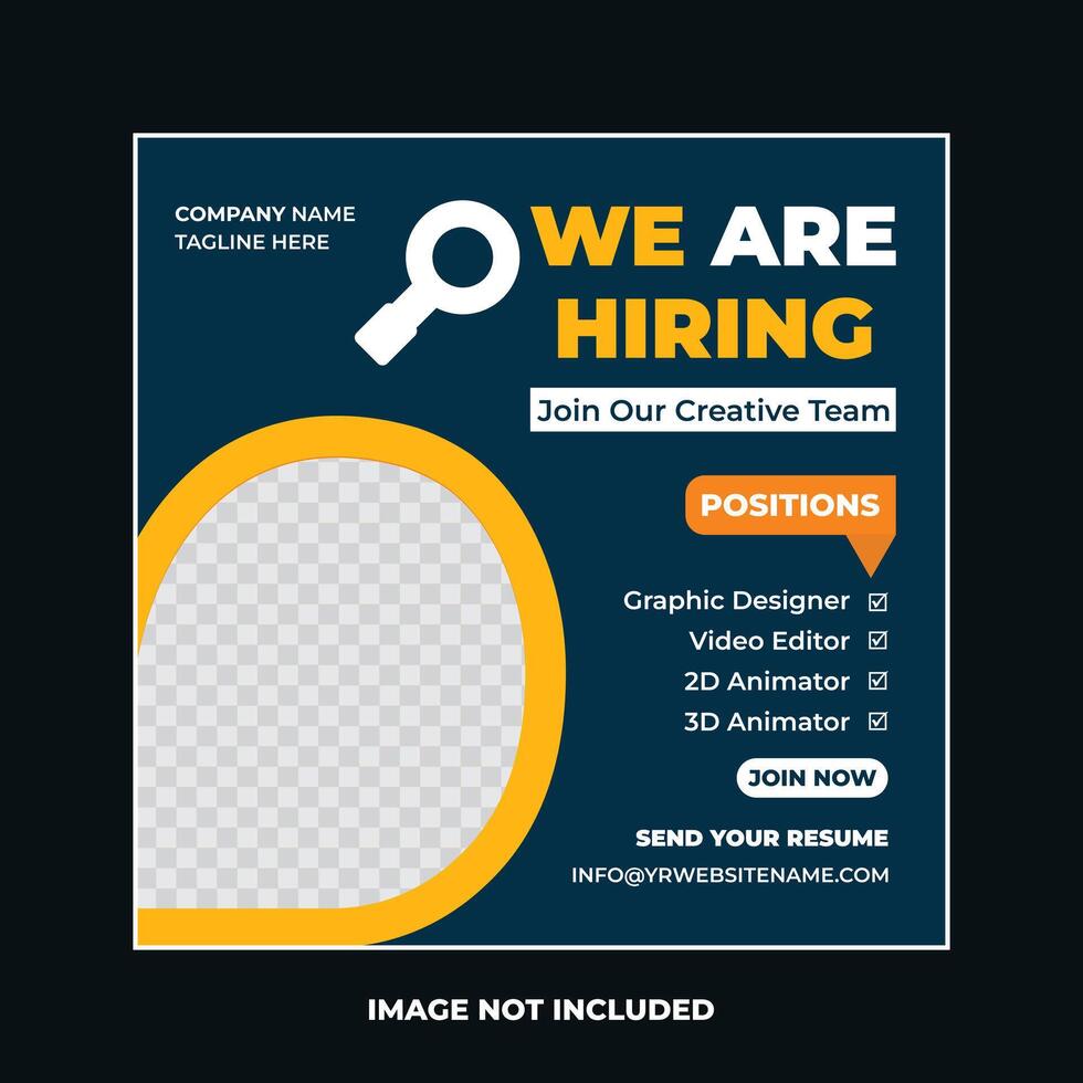 We are hiring job vacancy for social media post banner or square web banner template vector