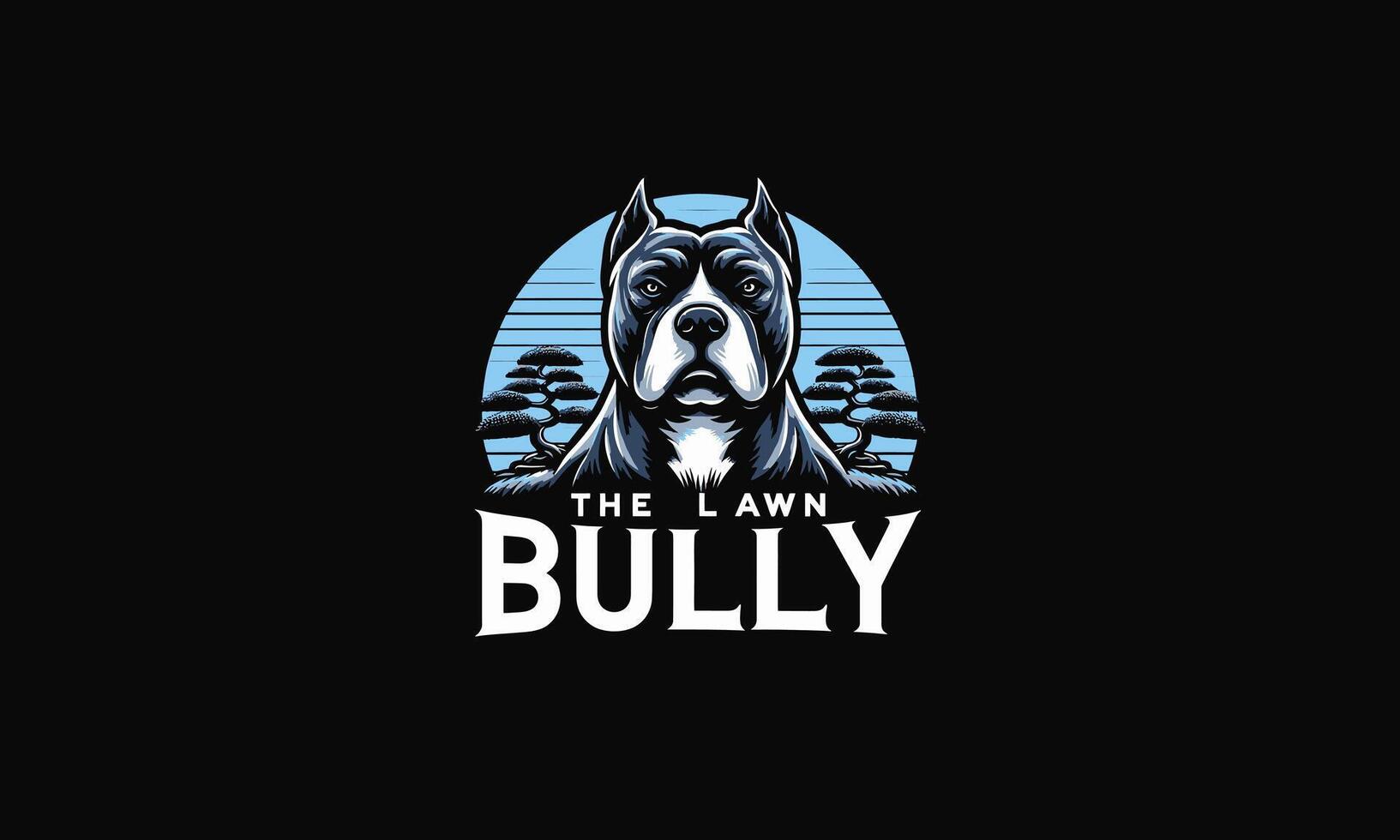 head pitbull with tree illustration logo design vector