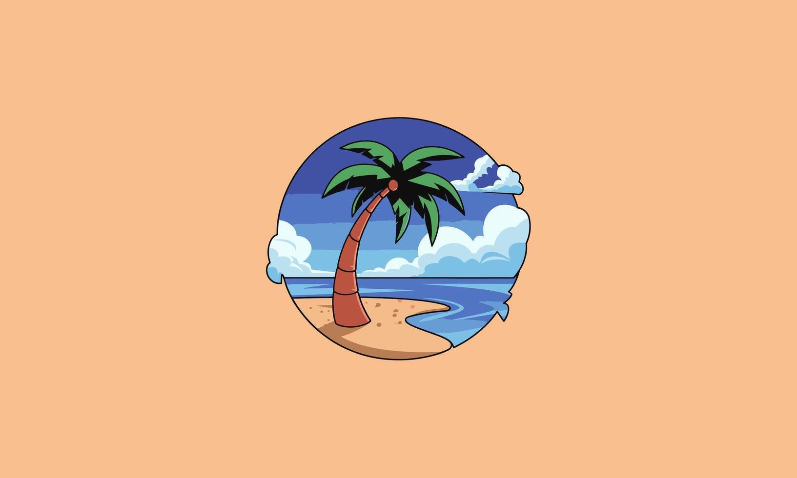 palm on island illustration flat design vector