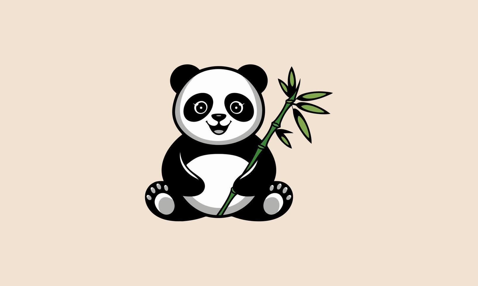 panda holding bamboo illustration mascot design vector