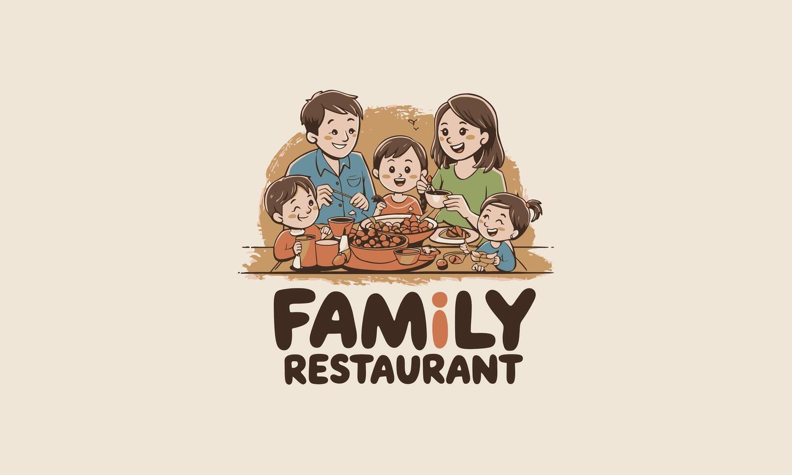 logo template design of a family restaurant flat design vector