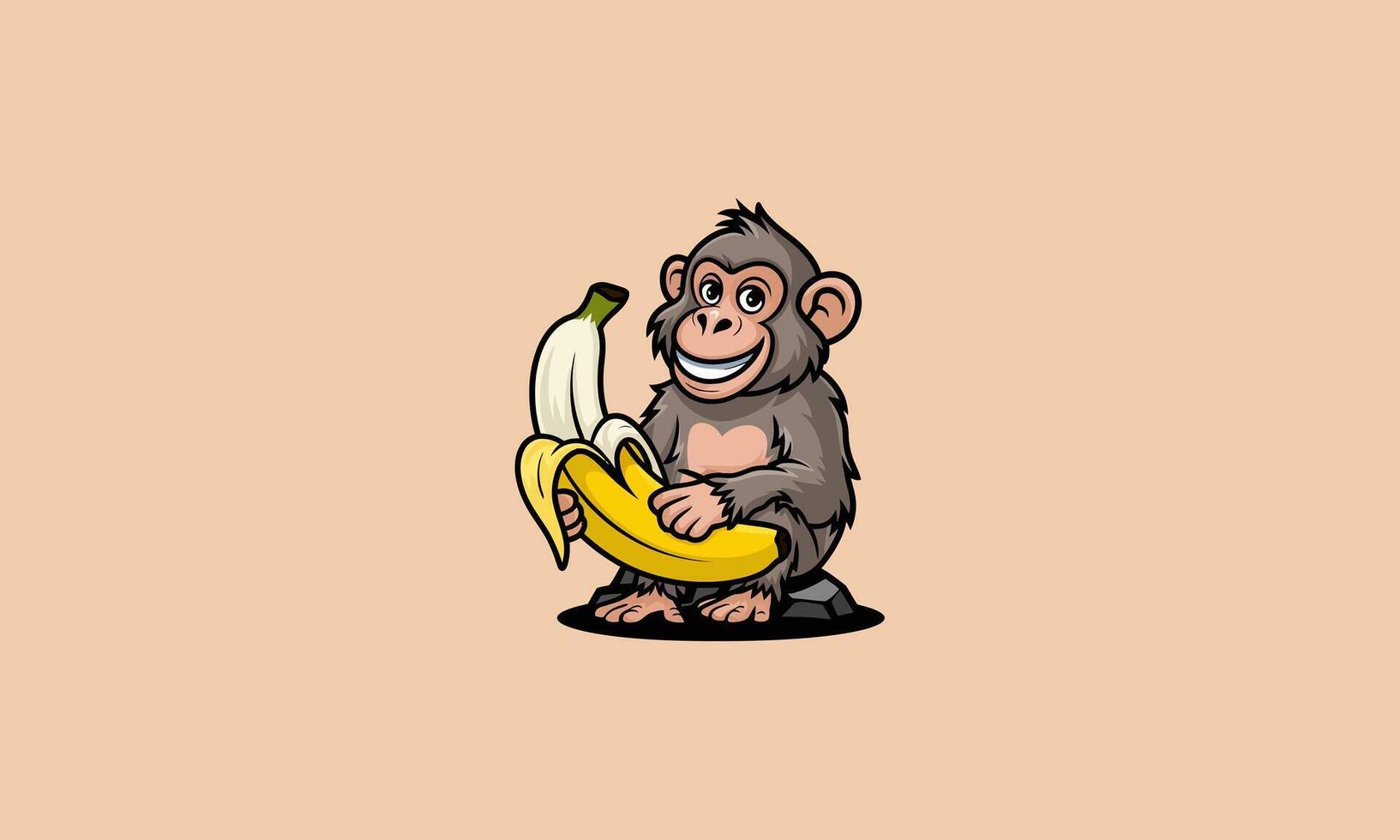 monkey holding banana smile mascot design vector