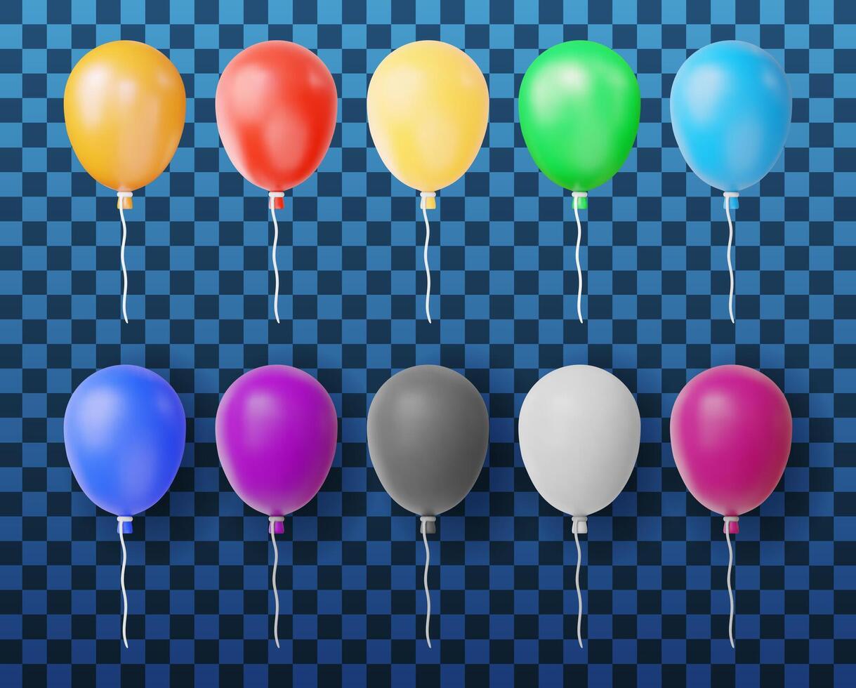 3D set of balloon isolated vector