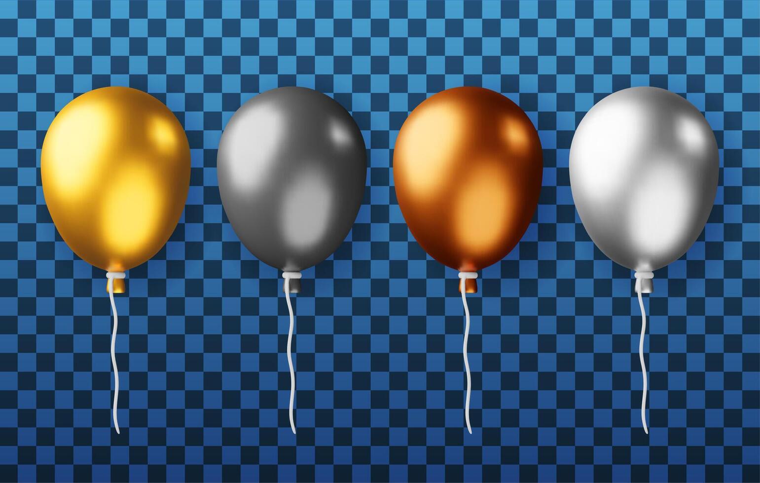 3D set of metallic balloon isolated vector