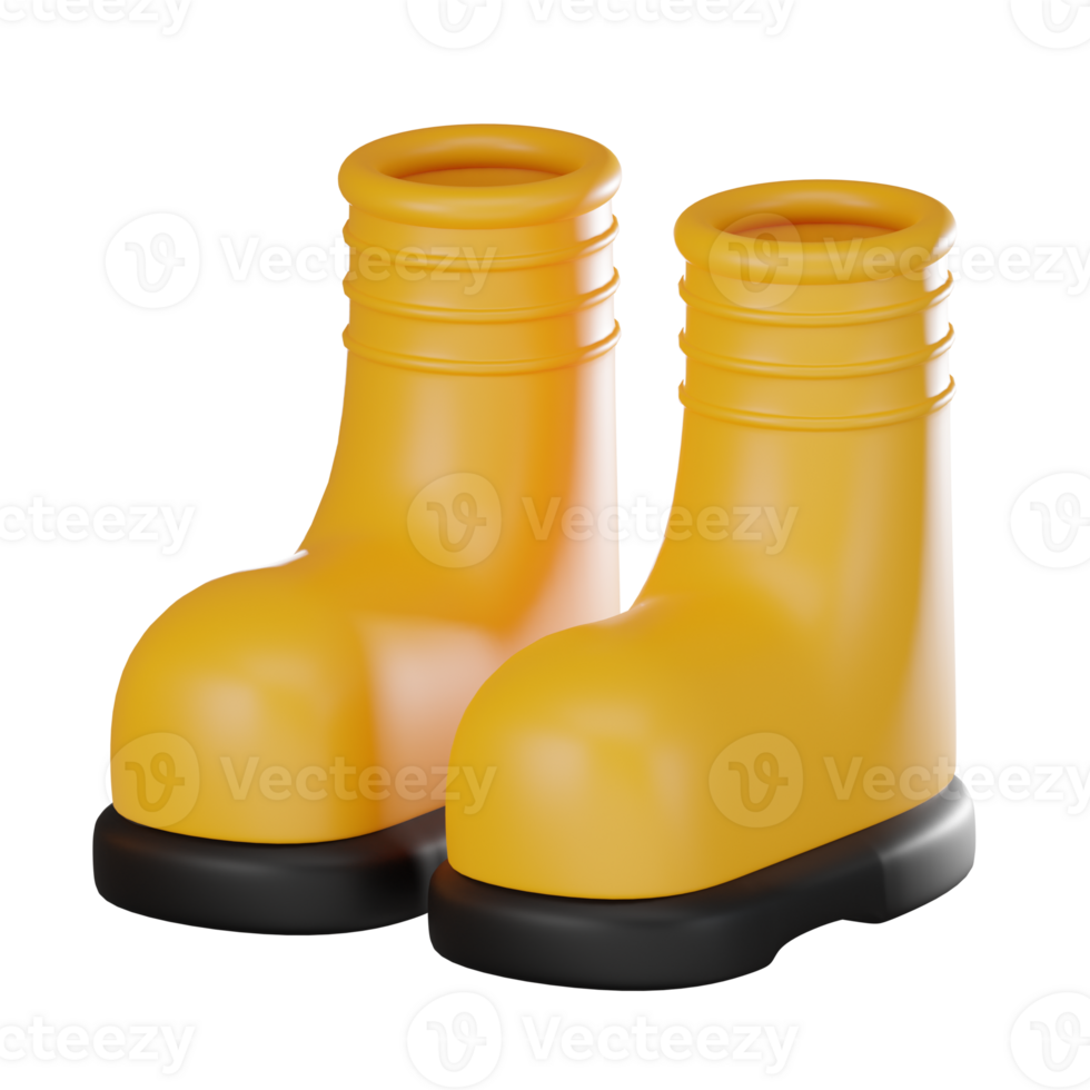 3D Illustration of Yellow Rubber Farm Boot, Essential Workwear for Farming png
