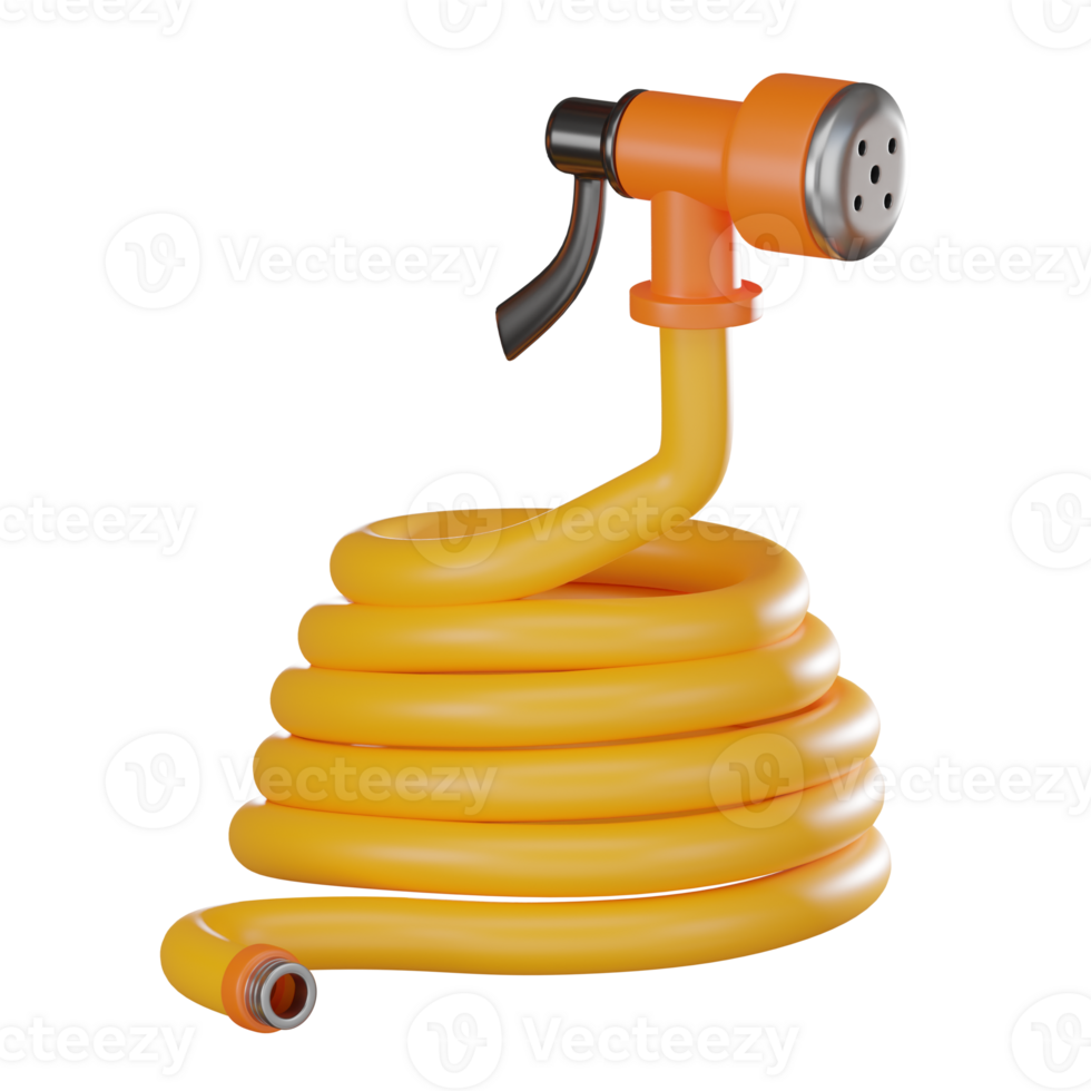Water Hose 3D Render, Gardening Equipment Illustration for Outdoor Use png