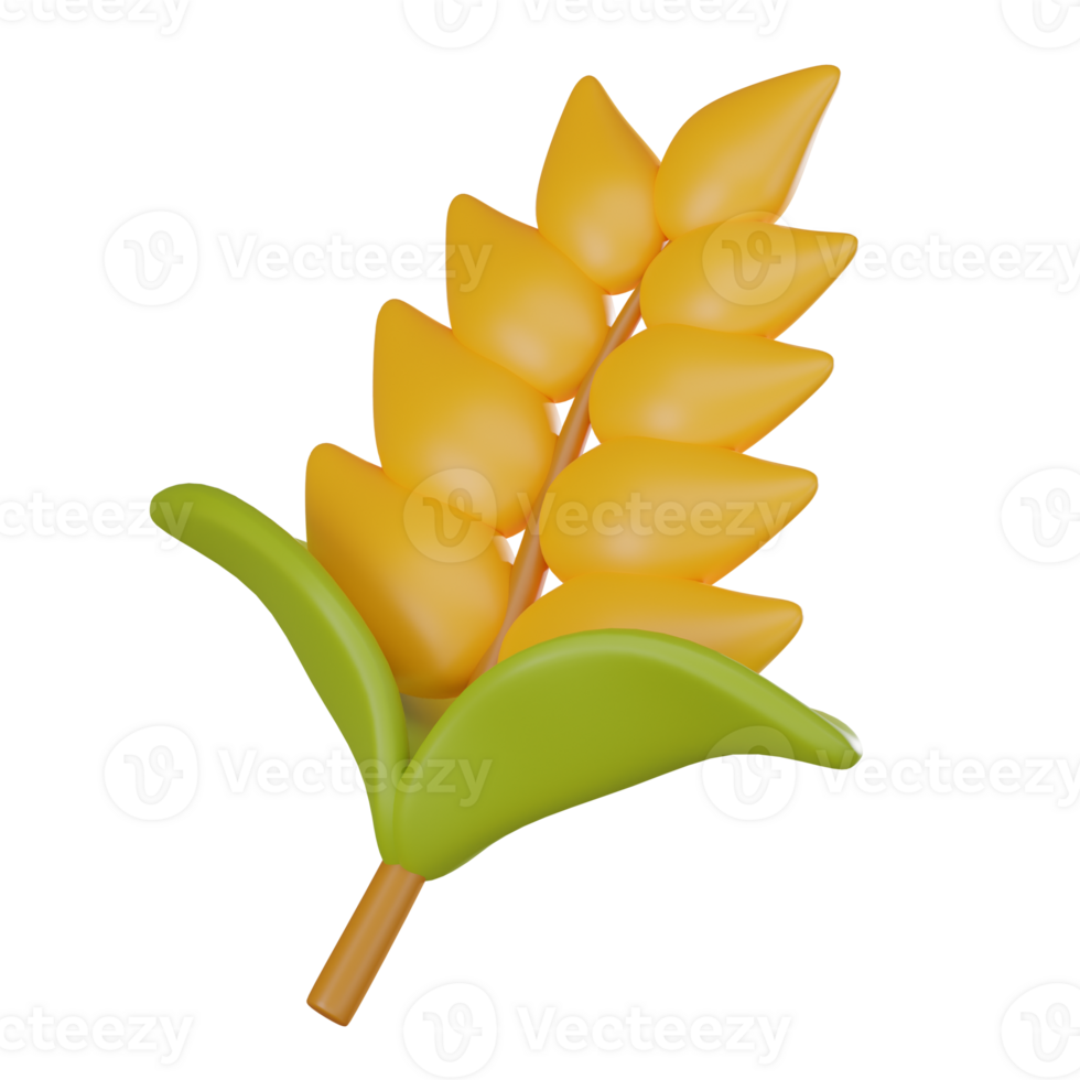 3D Wheat Spikelets Illustration, Harvest and Farming Grain Icon png