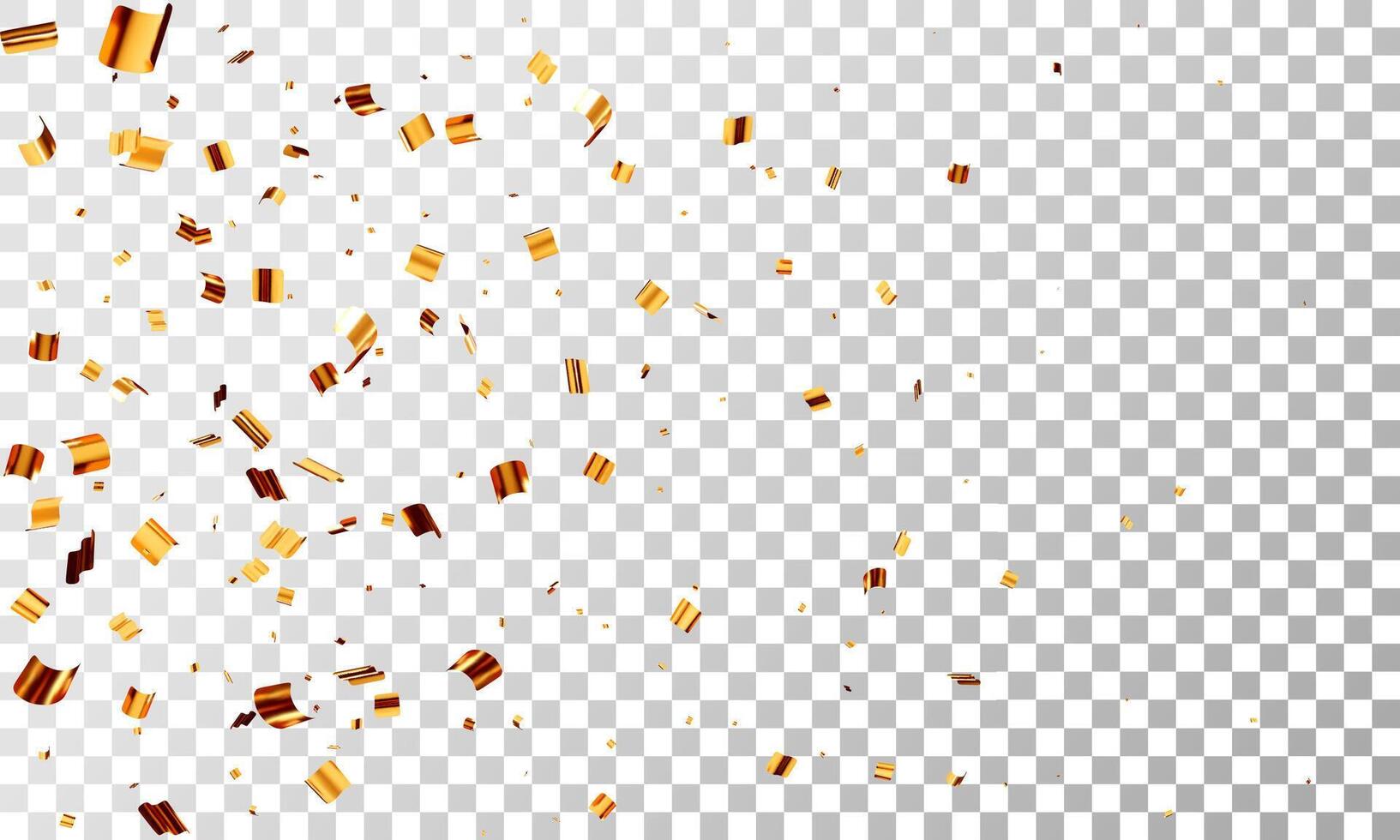 3D party gold confetti. Render golden confetti in empty space vector