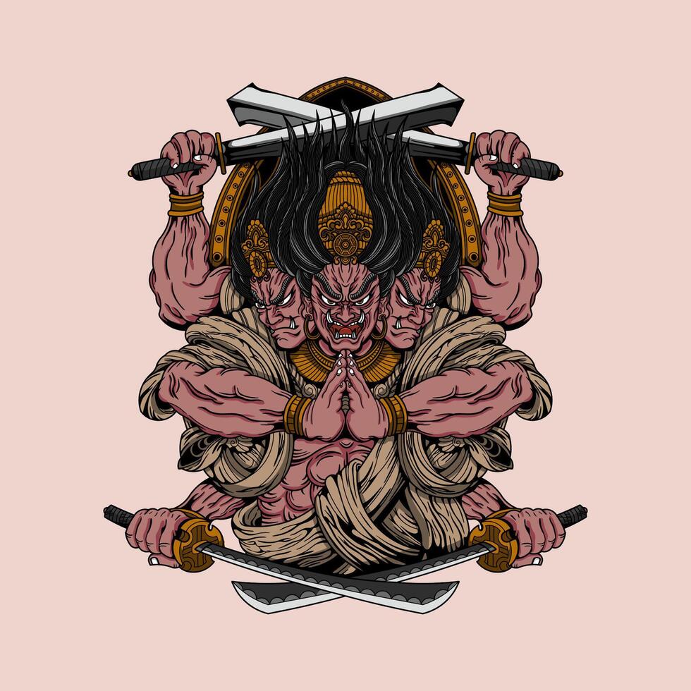 Asura mythology character artwork illustration vector