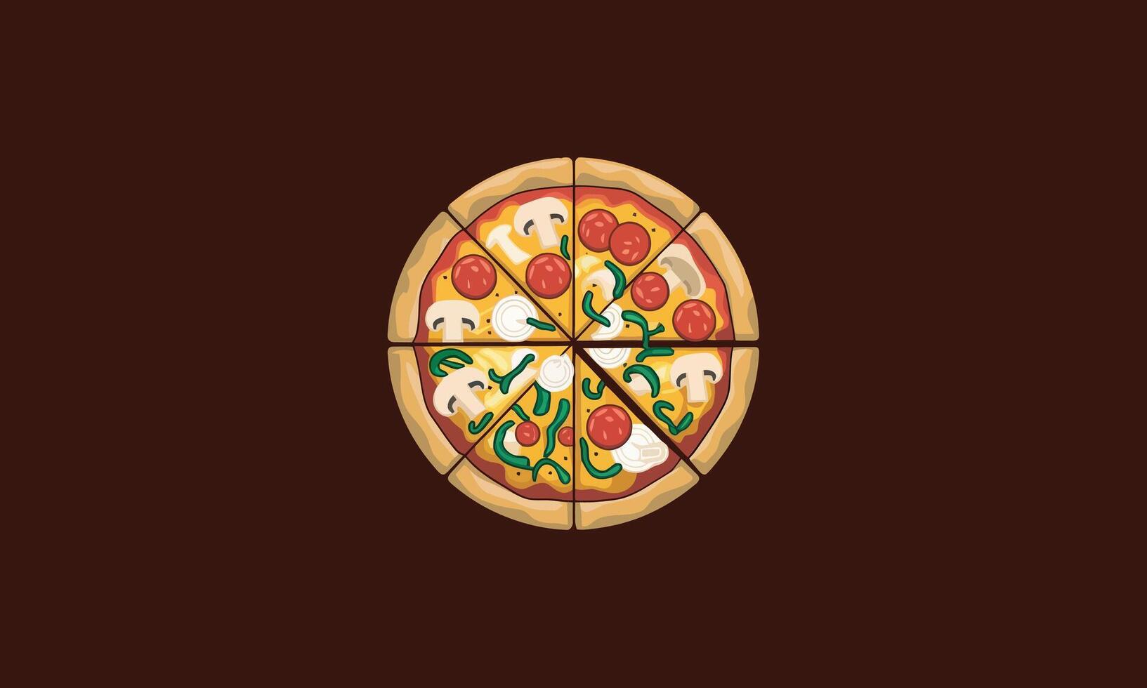 logo design template of pizza illustration flat design vector
