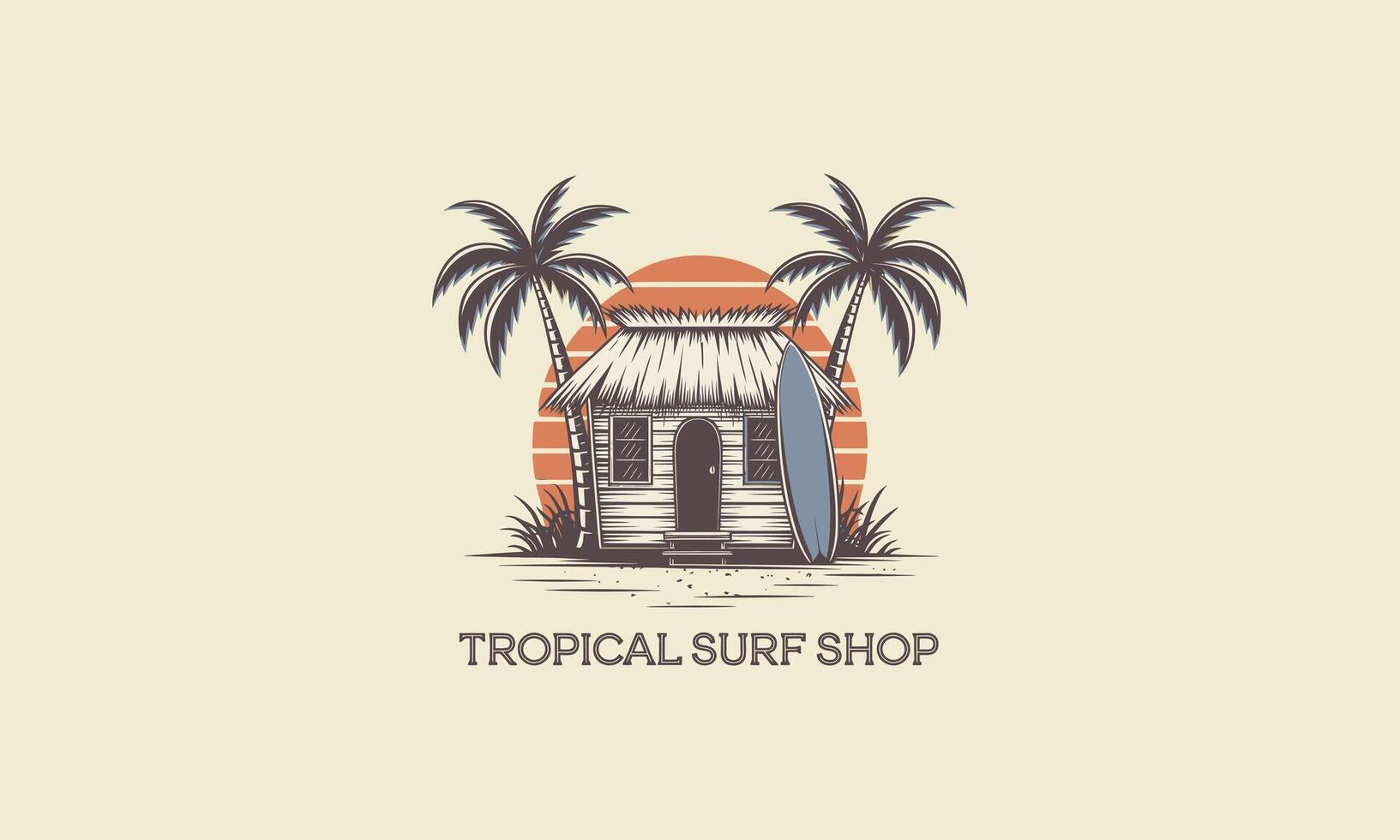 logo design of a tropical surf shop illustration flat design template vector