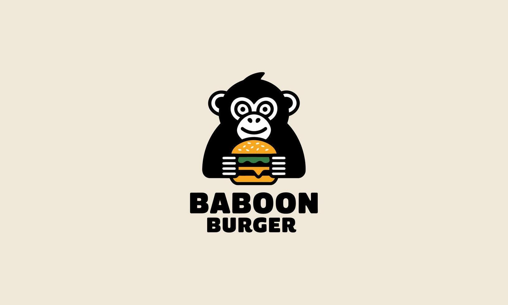 logo design of a baboon burger template flat design vector