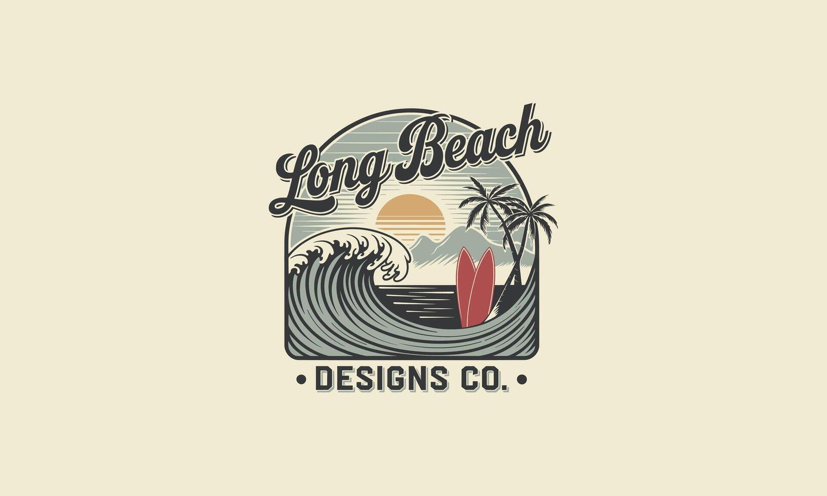 logo design of a long beach illustration flat design template vector